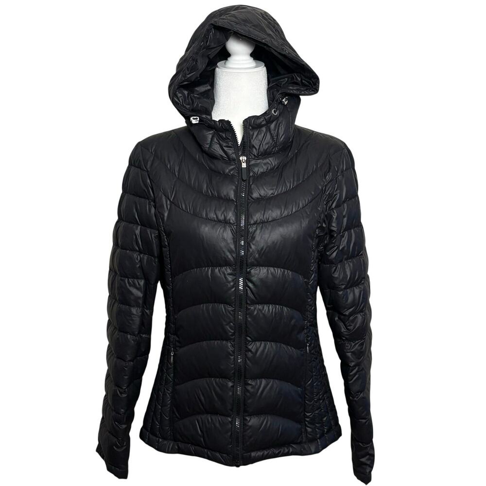 Andrew Marc Down Packable Jacket Women’s M Black Winter Coat Lightweight Hooded